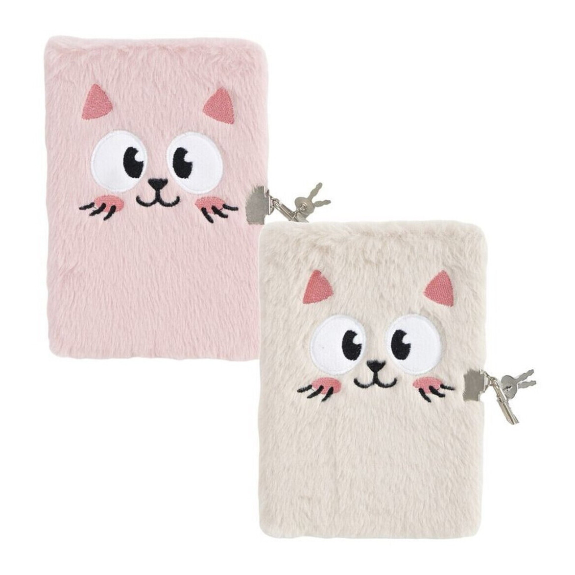 Diário de gato com cadeado de pelúcia de 13 x 19 cm - 1 unidade
