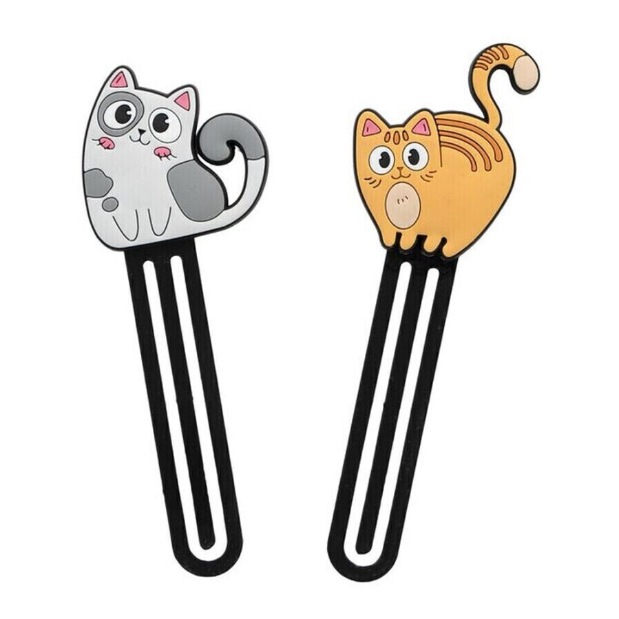 Marcador de página em formato de gato com clipe - 1 unidade