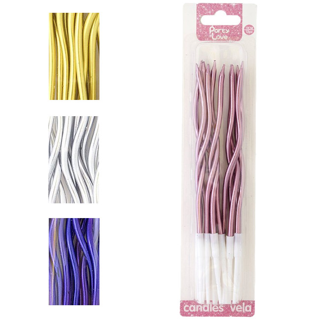 Vela espiral em cromado 11 cm - 12 unidades