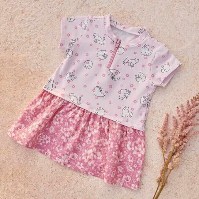 Foto detallada de tecido de algodão em jersey Cherry Blossom Cats - Katia