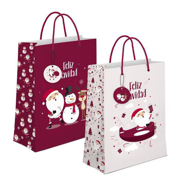 Saco de presente de Pai Natal sortido de 23 x 18 x 10 cm - 1 unidade por 0,95 € Saco de presente de Pai Natal sortido de 23 x 18 x 10 cm - 1 unidade por 0,95 €