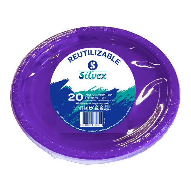 Pratos de plástico coloridos de 17 cm - 20 unid.