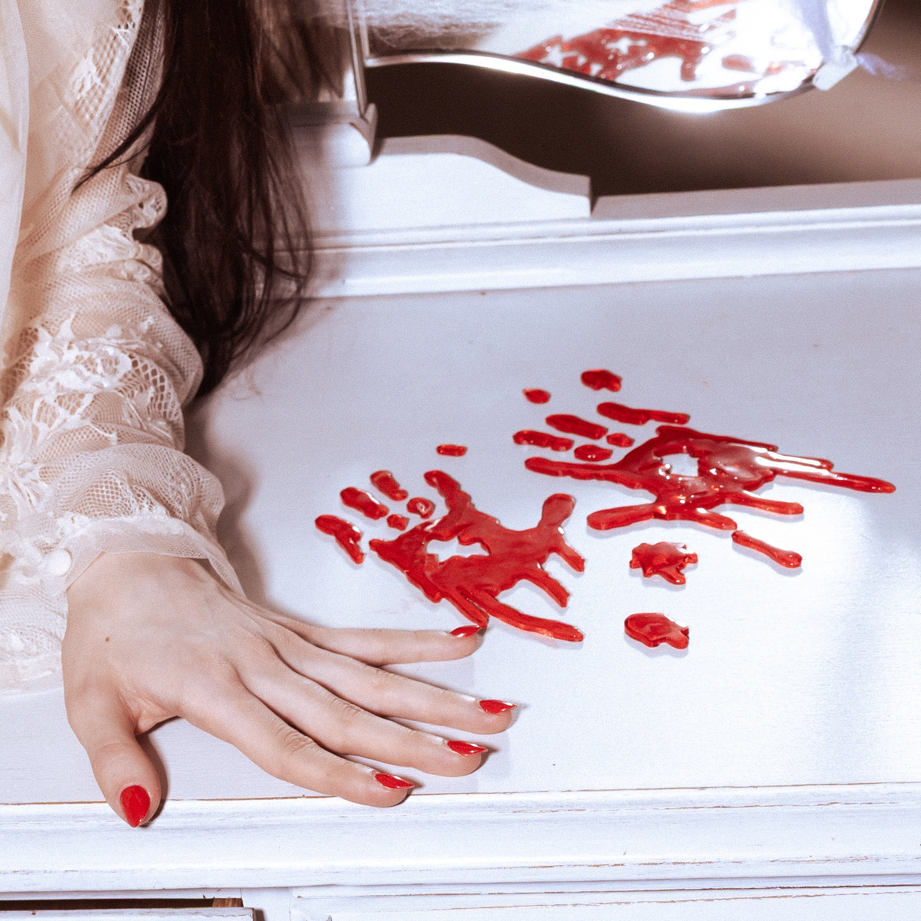 Decoração adesiva para janelas em gel de mãos ensanguentadas - 4