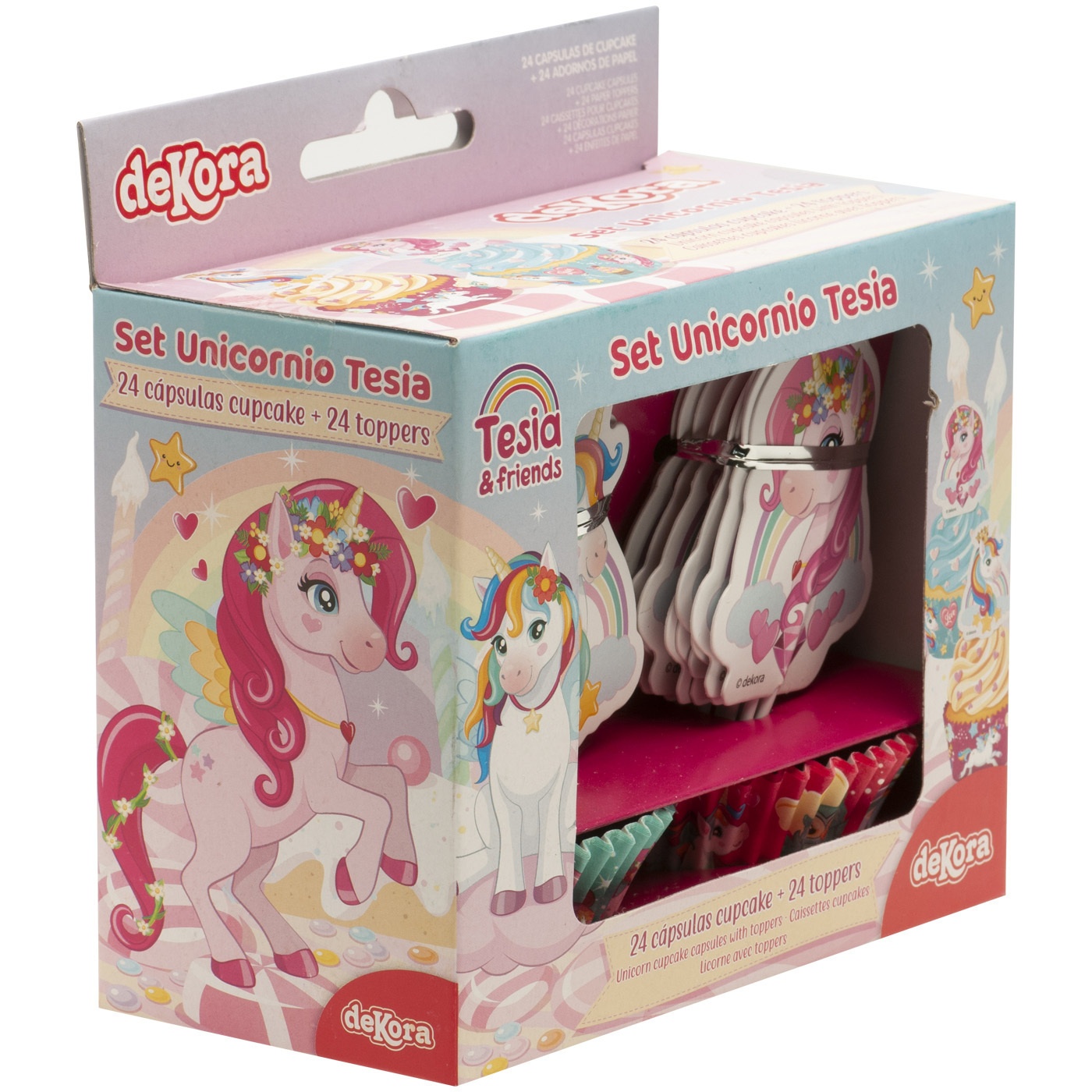 Cápsulas e palitos para cupcakes de unicórnio - 24 unidades - 4