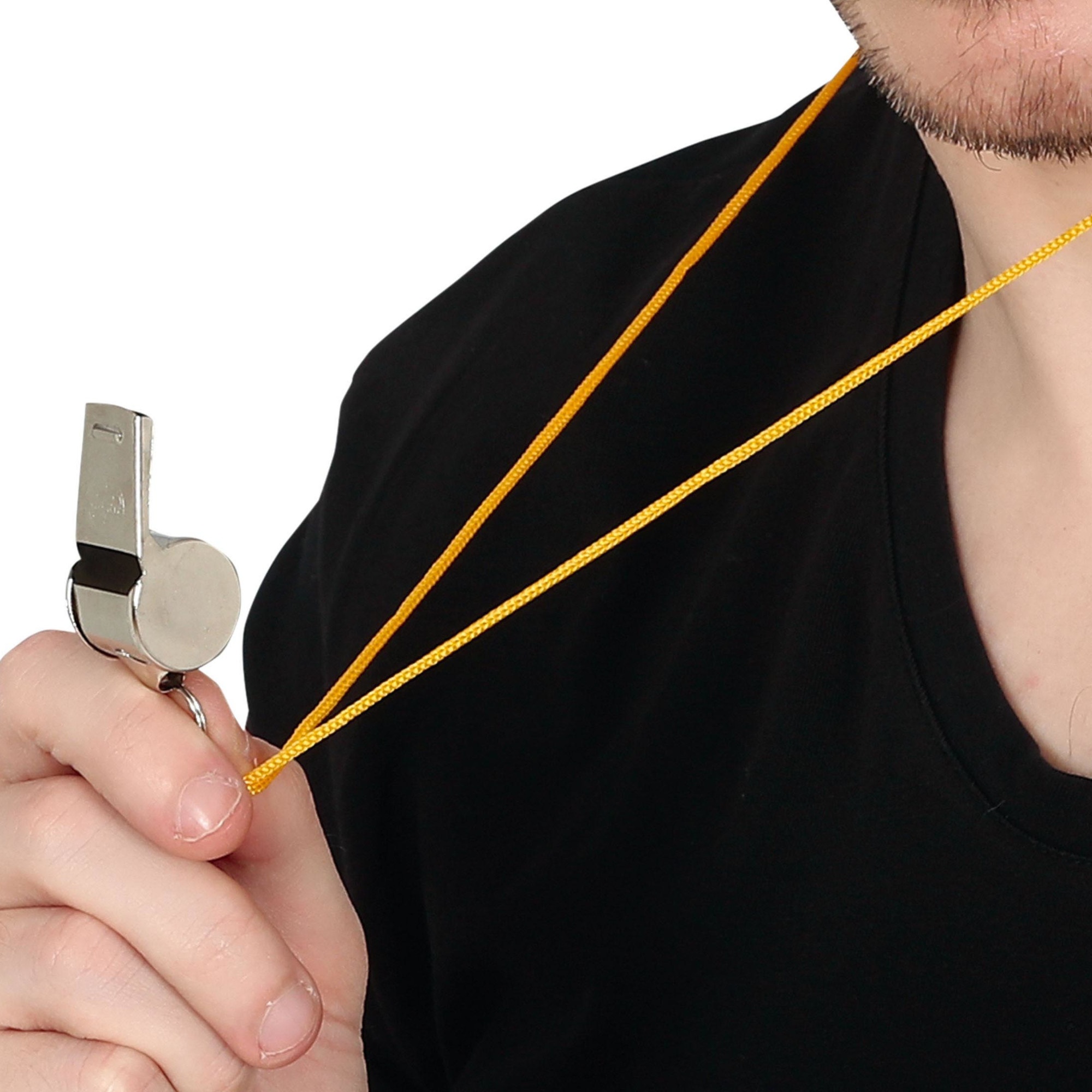 Pack de apitos metálicos com corda - 4 unidades