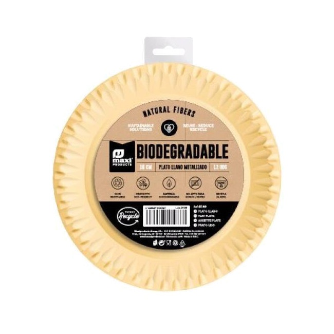 Pratos de cartão metalizados de 18 cm - 12 unid.