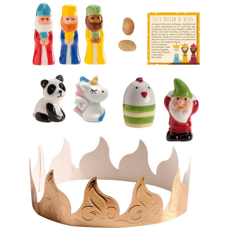 Kit para bolo-rei: coroa, fava, rei, cartão e 4 figuras - 2