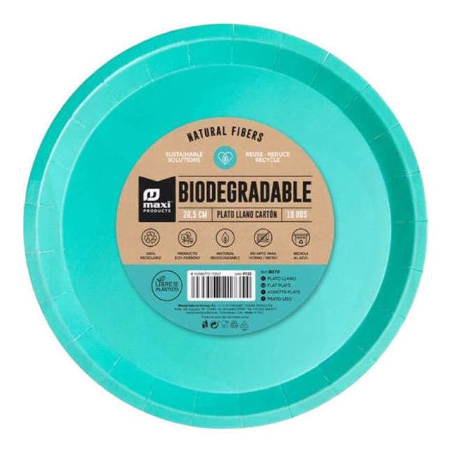 Pratos de cartão coloridos de 20,5 cm - 10 unidades