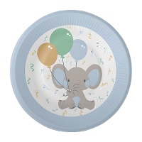Pratos bebé elefante 22 cm - 8 unid.