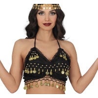 Top preto com moedas