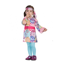 Fato de bebé hippie psicadélico dos anos 70 para menina