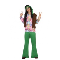 Fato hippie flower power dos anos 70 para homem