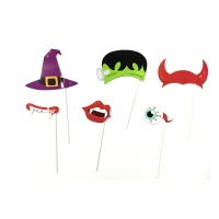 Kit para photo booth de Halloween de clássicos de terror - 6 unidades