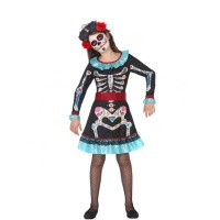 Disfarce de esqueleto Catrina mexicana para menina