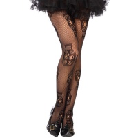 Collants de rede pretos com caveiras