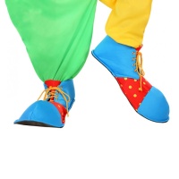 Sapatos de palhaço em tecido azul e vermelho - 35 cm
