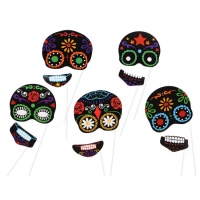 Kit para photo booth de Halloween de Esqueleto Catrina - 10 unidades