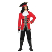 Fato de Capitão Pirata Vermelho para homem