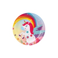 Prato de Unicórnio fantasia de 18 cm - 6 unidades
