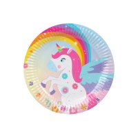 Prato de Unicórnio fantasia de 23 cm - 6 unidades