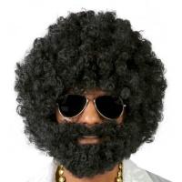 Peruca Afro preta com barba