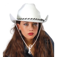 Chapéu de cowboy branco com aba curva - 57 cm