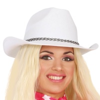 Chapéu de cowboy branco com aba curva - 57 cm