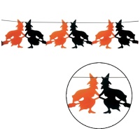 Grinalda de bruxas cor-de-laranja e pretas - 3,00 m