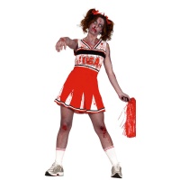 Disfarce de cheerleader zombie para mulher