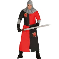 Fato de Cavaleiro Medieval Vermelho e Preto para homem