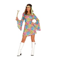 Fato Flower Power Hippie para mulher