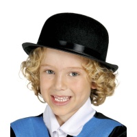 Chapéu de coco preto para criança - 55 cm