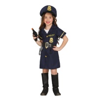 Fato de polícia com chapéu para menina