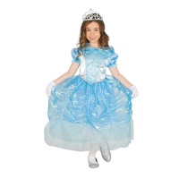 Fato azul de princesa de conto de fadas para criança
