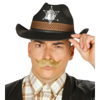 Chapéu de Xerife preto para adulto - 60 cm
