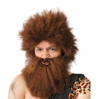 Cabeleira de homem das cavernas com barba