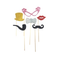 Kit para photo booth de festa glamour - 6 unidades