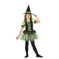 Disfarce de bruxa verde para menina