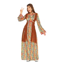 Fato hippie com flores compridas para mulher