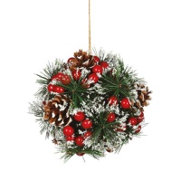 Pendente bola de Natal com pinhas 15 cm