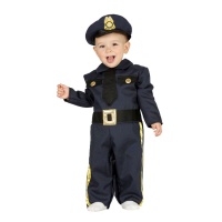 Fato de polícia com chapéu para bebé