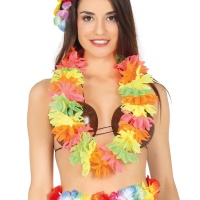 Colar havaiano multicolorido néon