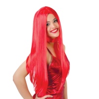 Peruca de cabelo comprido vermelho