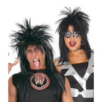 Peruca rocker morena para adultos