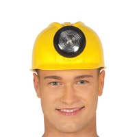 Capacete de operário amarelo com lanterna - 58 cm