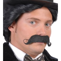 Bigode de pelo preto com pontas espigadas