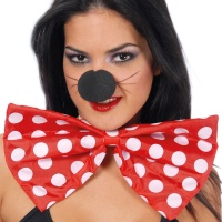 Grande laço vermelho com bolinhas brancas - 34 cm