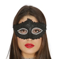 Máscara decorada veneziana preta