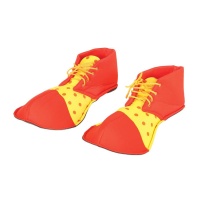 Sapatos de palhaço vermelhos e amarelos - 35 cm