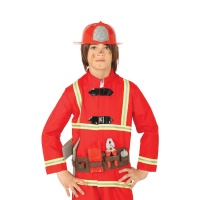 Cinto com acessórios e capacete de bombeiro para criança